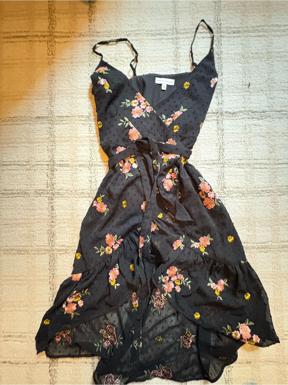 Dress the Population Black Floral High-Low Wrap Dress